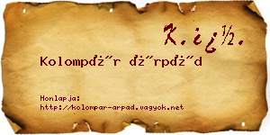 Kolompár Árpád névjegykártya